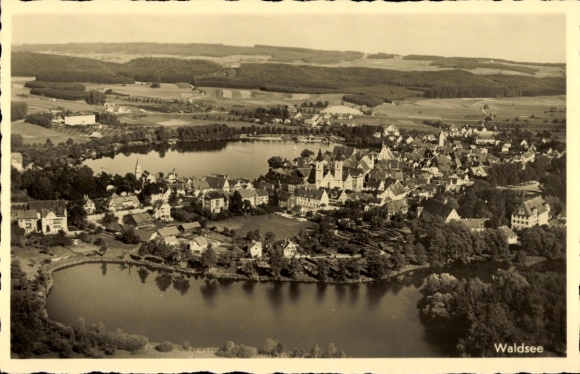 Postcard Bad Waldsee in Upper Swabia Württemberg, aerial photograph
