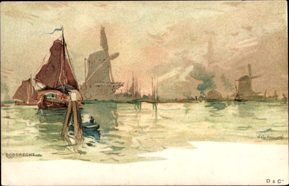 Artist PC Cassiers, H., Dordrecht South Holland Netherlands, windmills, water