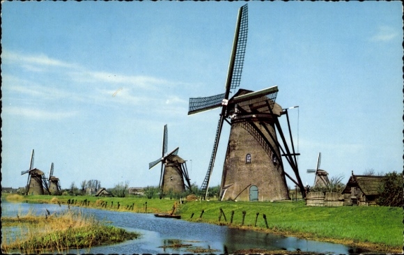 Postcard Netherlands, Dutch mill, windmill