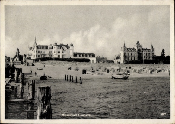 Postcard Ostseebad Zinnowitz on Usedom, beach