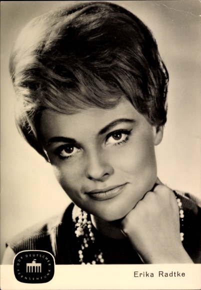 Postcard presenter Erika Radtke, GDR German Television, portrait