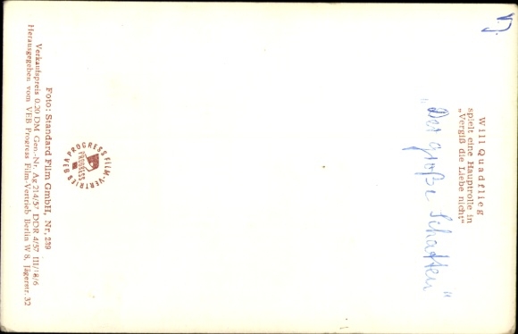 Postcard actor Will Quadflieg, portrait, film Don't forget love