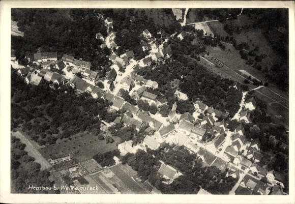 Postcard Hepsisau Weilheim an der Teck Swabian Alb, aerial photograph