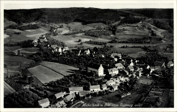 Postcard Michelbach an der Bilz Württemberg, aerial photograph