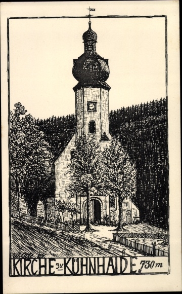 Artist PC Otte, W., Kühnhaide Marienberg in the Ore Mountains, church