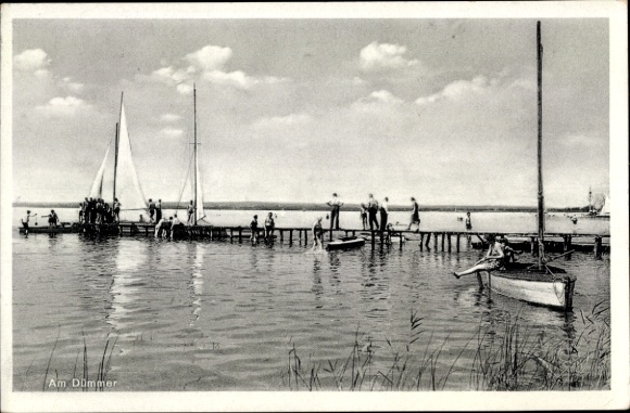 Ak Hüde am Dümmer Nedersaksen, steiger, boten