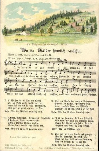 30 individual song cards, Anton Günther