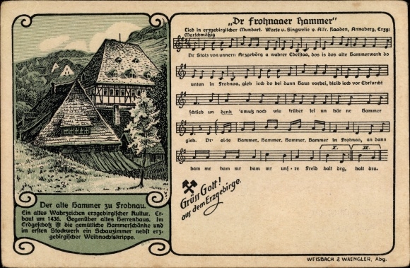 Song Postcard Dr Fröhnauer Hammer, Erzgebirge dialect, Alfr. Kaaden