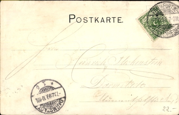litho Aschaffenburg in Neder-Franken Beieren, kerk, algemeen beeld