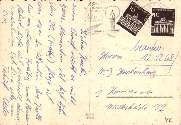 Postcard Berlin Tempelhof district Tempelhof district, airport, Platz der Luftbrücke, Pan Am airplane