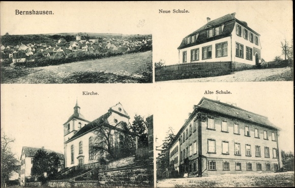 PC Bernsbach Dermbach in der Röhn Thuringia, general view, Johanneskirche, new and old school