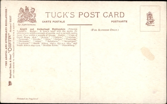 Artist Postcard Payne, Harry, Argyll and Sutherland Highlanders, a Reconnoitering Patrol
