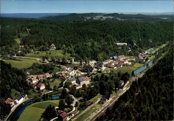 Ak Rupprechtstegen Hartenstein an der Pegnitz Mittelfranken, Aussicht auf ein Dorf, Bäume, Flu...