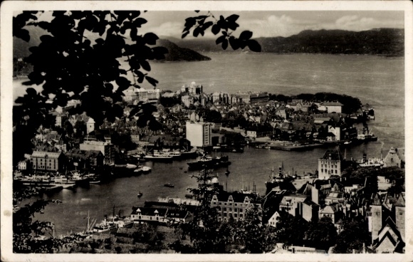 Postcard Bergen Norway, total