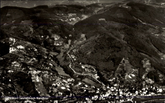Postcard Lautenbach in the Renchtal Black Forest, aerial photograph
