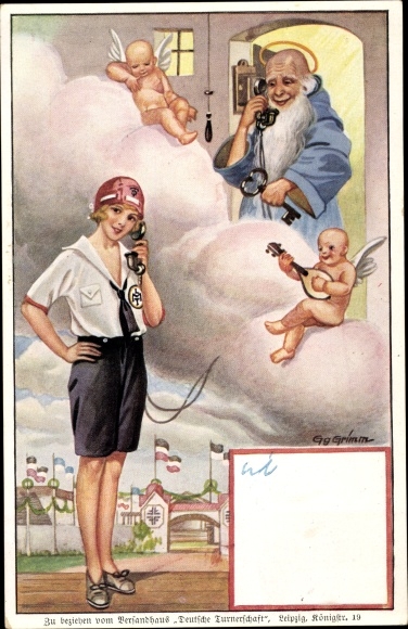 Artist PC Grimm, Gg., The Turnerlore, telephone call with Petrus, sunshine for the gymnastics festival