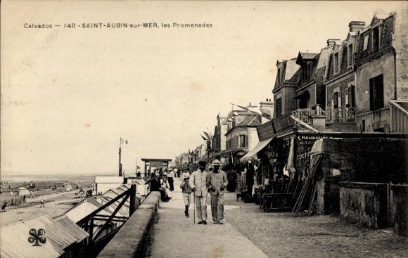 Ak Saint Aubin sur Mer Calvados, die Promenaden