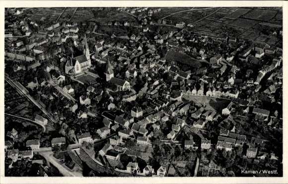 Postcard Kamen in Westphalia, aerial photograph