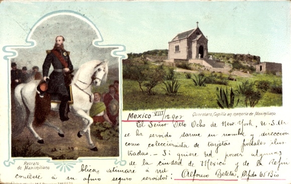 KP Queretaro México, Capilla en memoria de Maximiliano, Retrato de Maximiliano