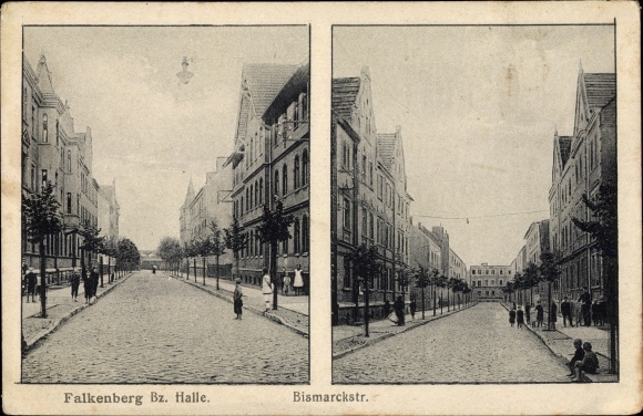 Postcard Falkenberg an der Elster, Bismarckstrasse, residents