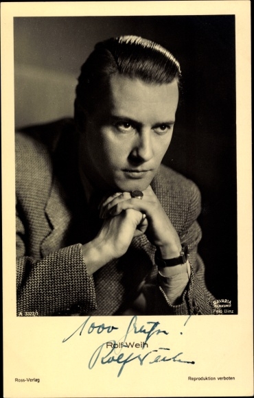 Postcard actor Rolf Weih, portrait, Ross 3322/1, autograph