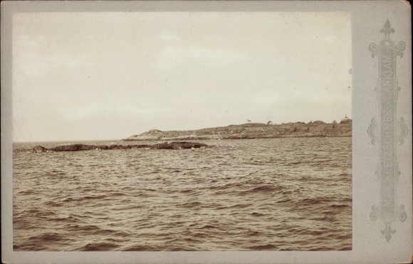 Kabinett Photo Christiansø Dänemark, Blick zur Insel 1896