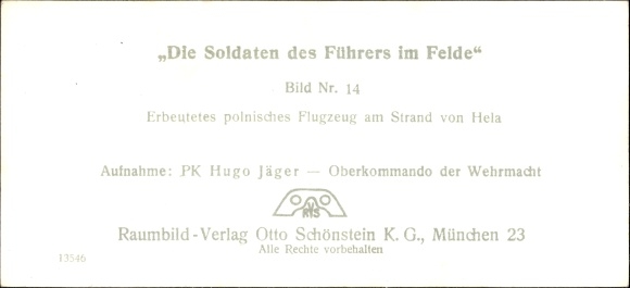 Stereo spatial image photo &quot;The soldiers of the leader in the field&quot; No: 14, captured Poland. Airplane on Hela