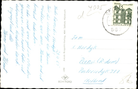Postcard Büderich Meerbusch on the Lower Rhine, Lindenhof, parish church, skyscraper