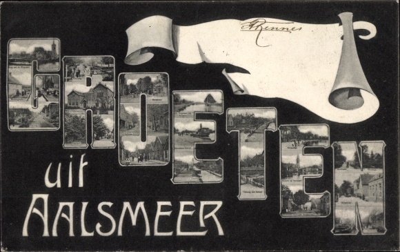 Letters Postcard Aalsmeer North Holland Netherlands, partial views