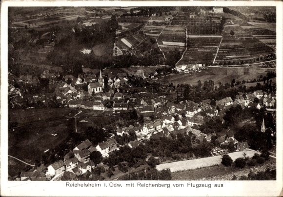 Ak Reichelsheim im Odenwald, Luftaufnahme, Reichenberg,  