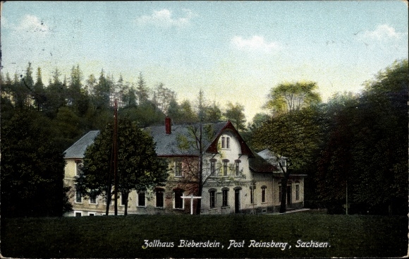 Ak Bieberstein Reinsberg in het district Midden-Saksen, douanekantoor Bieberstein, herberg