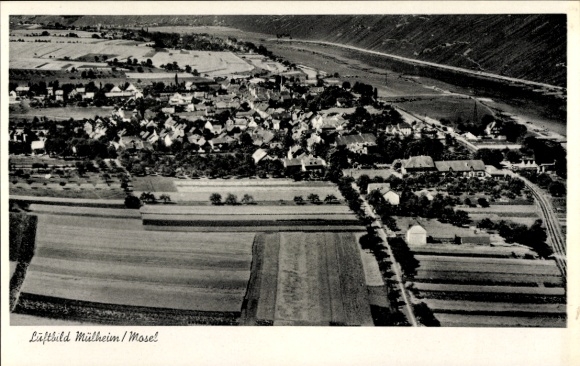 Ak Mülheim an der Mosel, Fliegeraufnahme