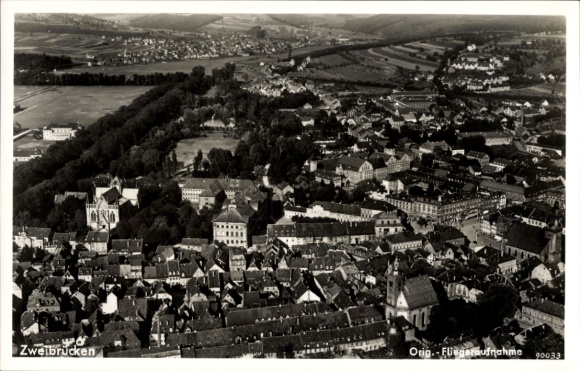 Ak Zweibrücken, luchtfoto