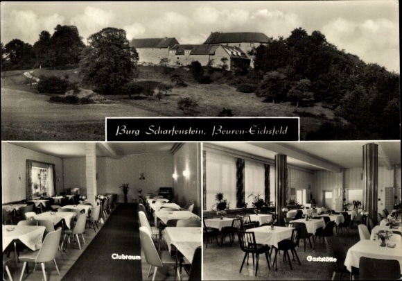 KP Beuren Leinefelde w Eichsfeld w Turyngii, zamek Scharfenstein, sala klubowa, restauracja