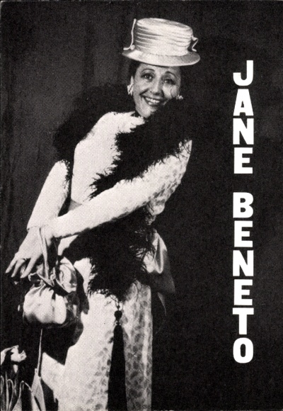 Autogrammkarte Sängerin Jane Beneto, Autogramm