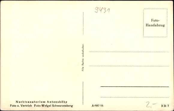 Postcard Antonshöhe Antonsthal Breitenbrunn in the Ore Mountains, night sanatorium, interior view