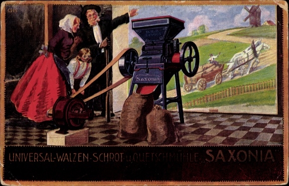 Artist PC advertising Saxonia, universal roller shot and crushing mill