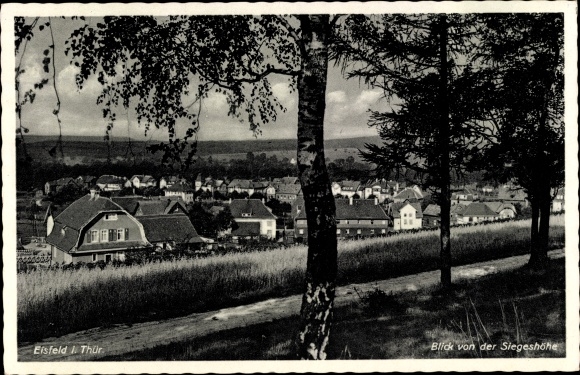 Postcard Eisfeld in Thuringia, view from the Siegeshöhe