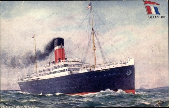 Ansichtkaart SS Victorian, stoomboot Allan Line