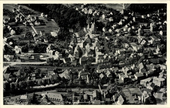 Postcard Betzdorf on the Sieg, aerial photograph
