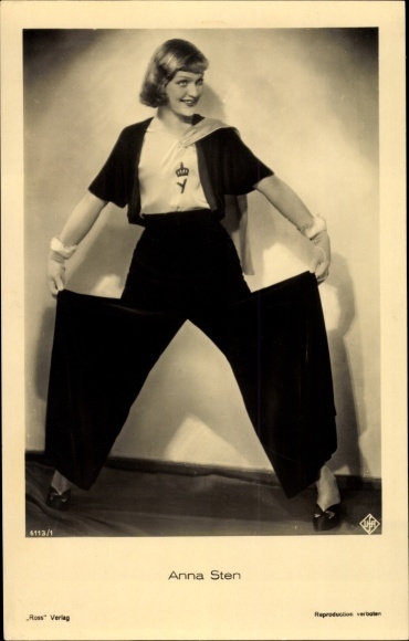 KP Actors Anna Sten, portret, szerokie spodnie