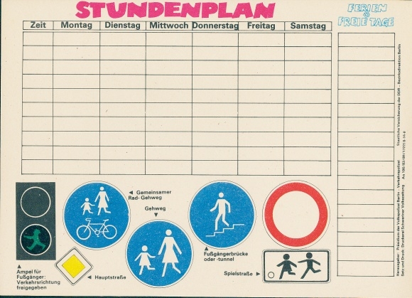 Timetable GDR Presidium People's Police Berlin, Road Safety around 1970