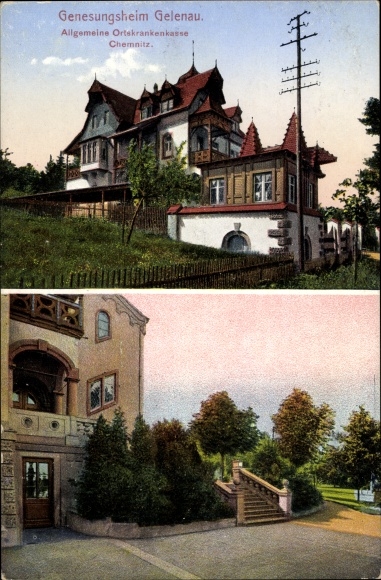 Postcard Gelenau in the Erzgebirge of Saxony, convalescent home, general local health insurance Chemnitz