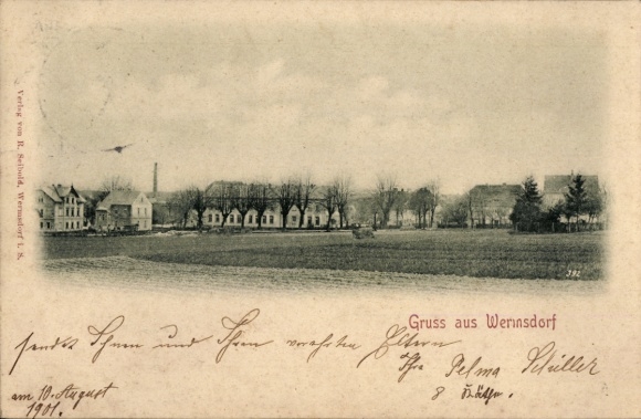 Ak Wernsdorf Penig in Sachsen, Landschaft mit Feldern, Bäumen, Häusern, Text 'Gruss aus Wernsdorf