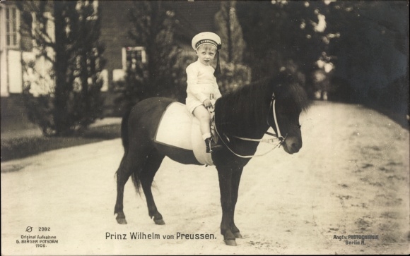 Postcard Prince Wilhelm of Prussia, pony
