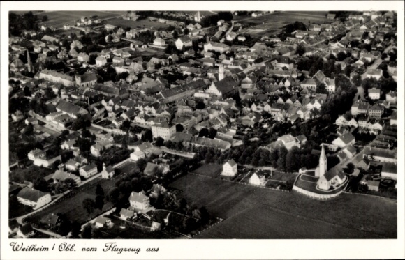 Postcard Weilheim Oberbayern, aerial photograph