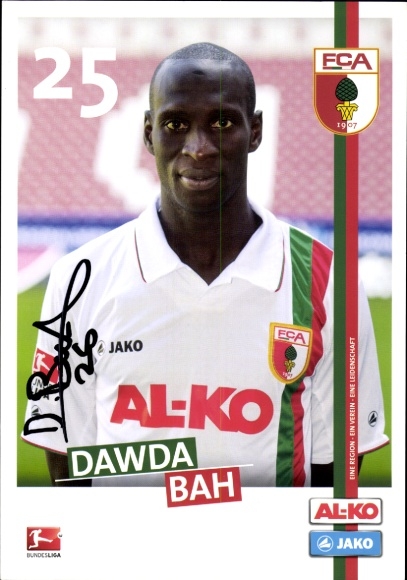 Autogrammkarte Fußballer Dawda Bah, FC Augsburg, Autogramm
