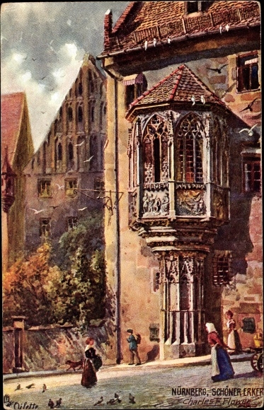 Artist PC Flower, Charles, Nuremberg in Middle Franconia Bavaria, beautiful bay window