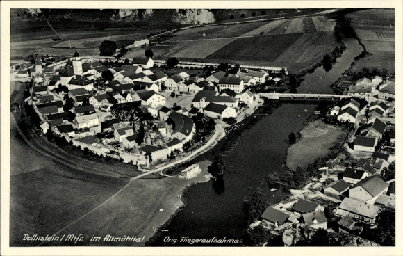 Ak Dollnstein im Altmühltal Mittelfranken Oberbayern, Luftaufnahme
