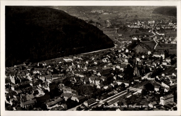 Postcard Schopfheim in Baden, aerial photograph